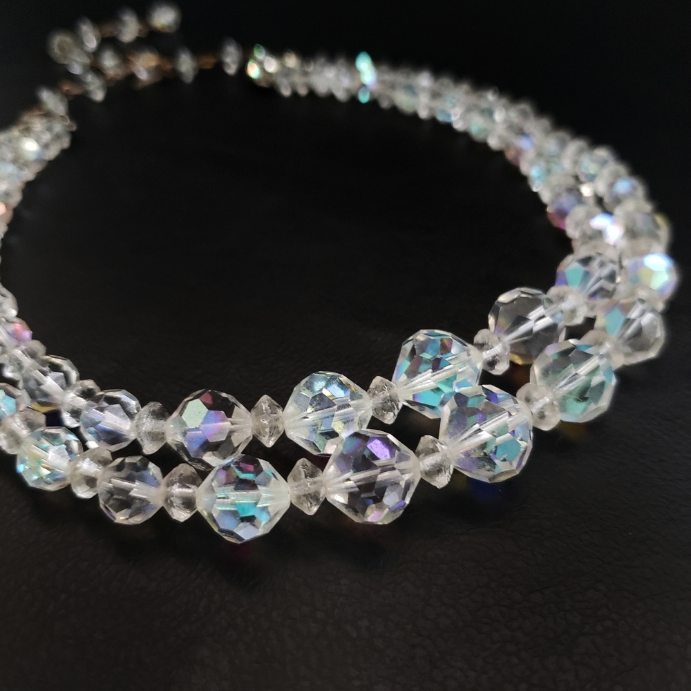 Vintage Double Strand Aurora Borealis Choker - image 3